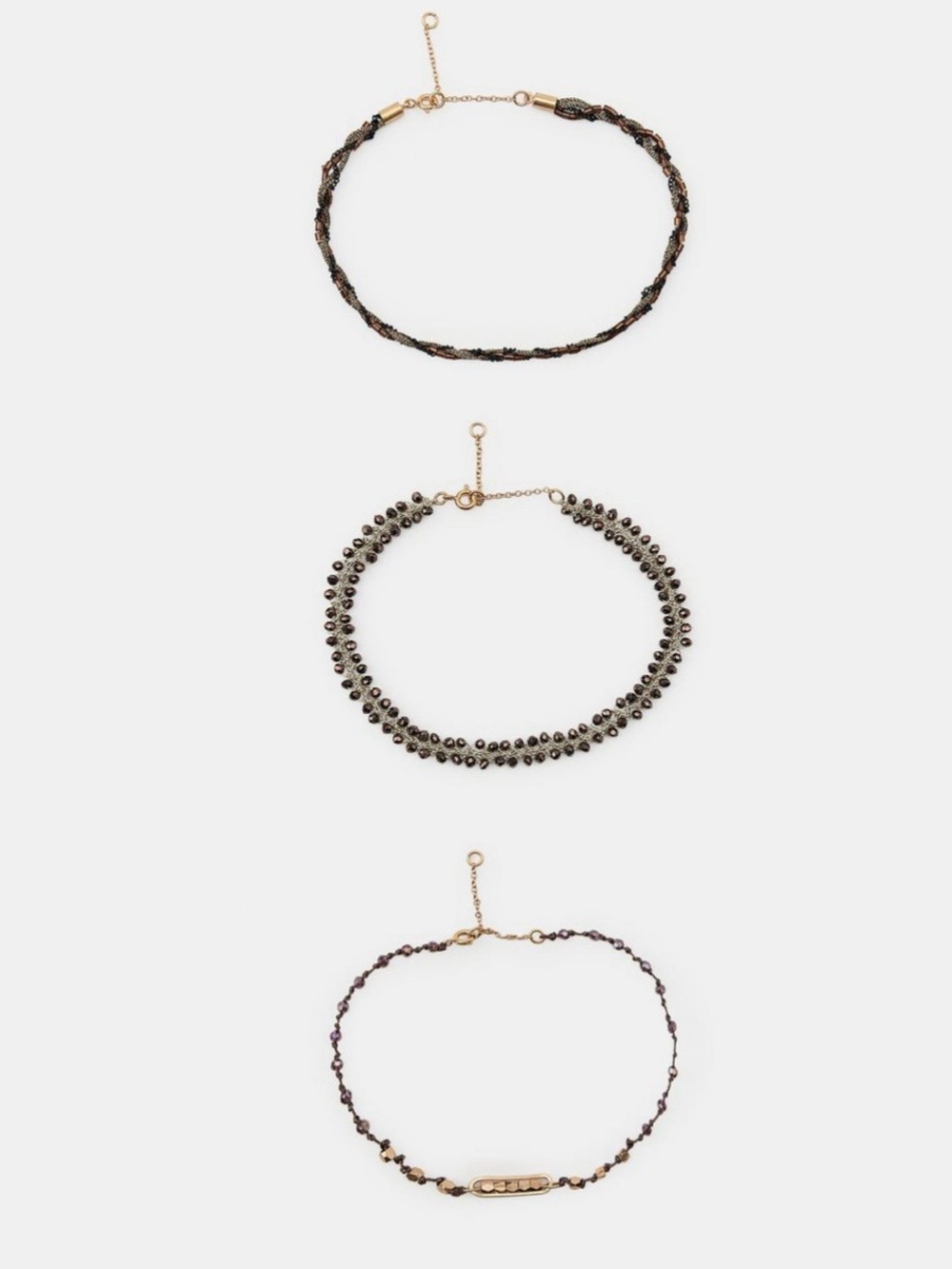 Zara Pack of 3 Brown Beaded Anklet Bracelets. Brand new!